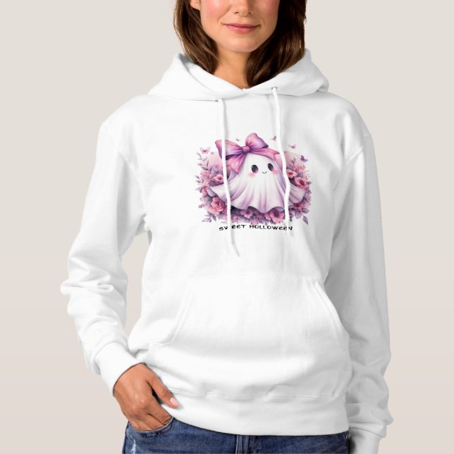 Halloween Sweatshirt, Women Cute Spooky Season Hoodie (Front)
