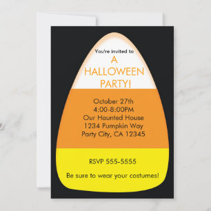 Halloween Sweet Candy Corn Party Invitations
