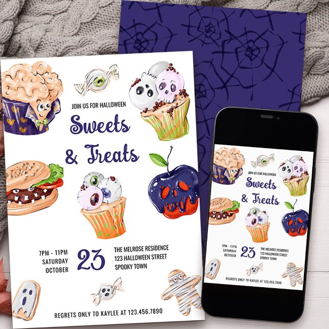 Halloween Sweets and Treats Revolting Party Food Invitation (Halloween Party Invitation with revolting sweets and treats )