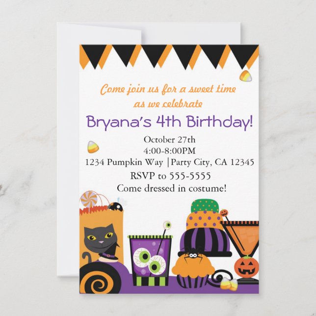 Halloween Sweets & Candy Fun Party Invitations (Front)