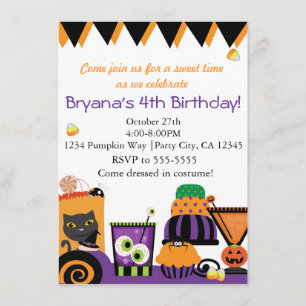 Halloween Sweets & Candy Fun Party Invitations