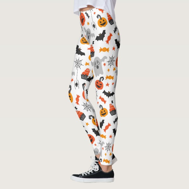 Halloween symbols seamless pattern leggings (Left)