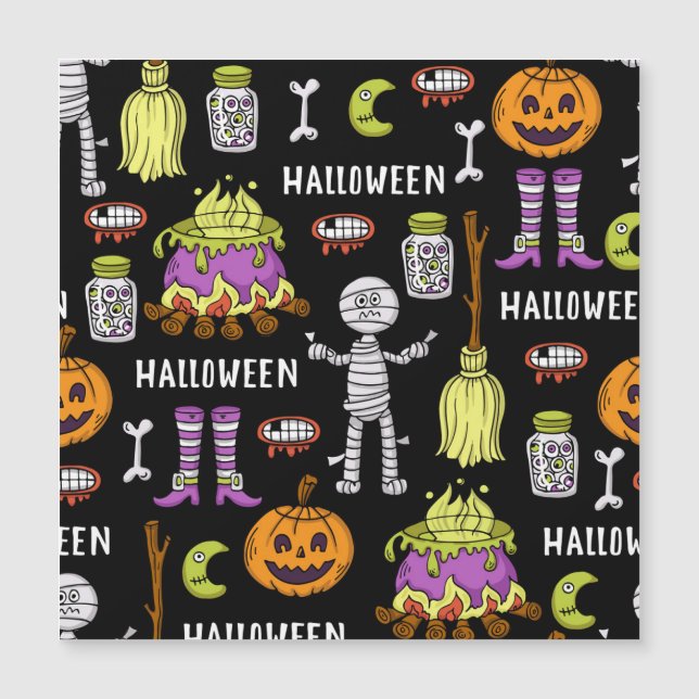 Halloween symbols, vintage seamless theme (Front)