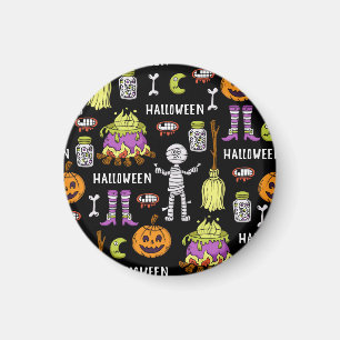 Halloween symbols, vintage seamless theme magnet