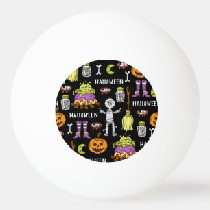 Halloween symbols, vintage seamless theme ping pong ball