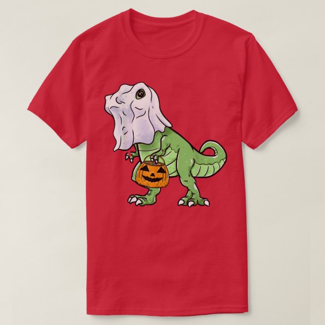 Halloween T Rex Dinosaur Ghost Trick or Treat forB T-Shirt (Design Front)