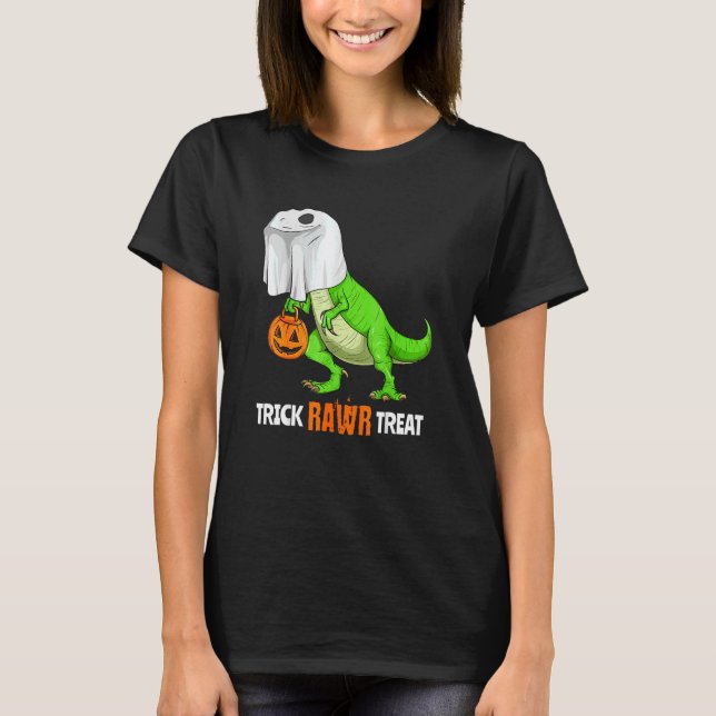 Halloween T Rex Dinosaur Ghost Trick Rawr Treat  C T-Shirt (Front)