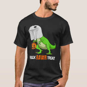 Halloween T Rex Dinosaur Ghost Trick RAWR Treat Fu T-Shirt