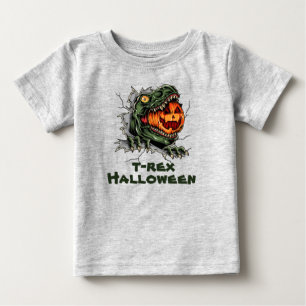 Halloween T-rex head eats Halloween pumpkin Baby T-Shirt