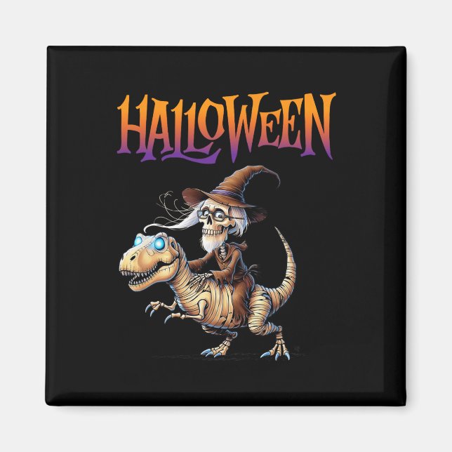 Halloween T-rex Skeleton Ride  Magnet (Front)