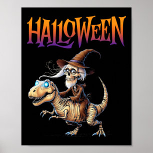 Halloween T-rex Skeleton Ride Poster
