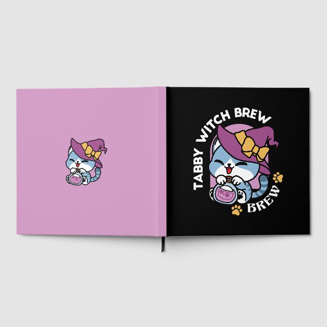 Halloween Tabby Cat – Witch Hat & Potion Art Guest Book (Full)