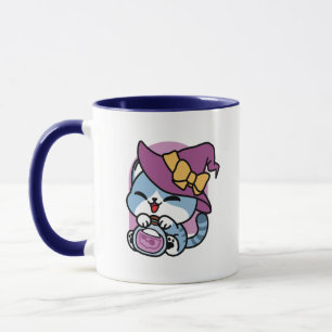 Halloween Tabby Cat – Witch Hat & Potion Art Mug