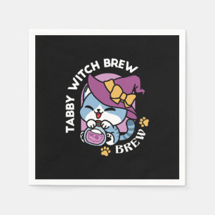 Halloween Tabby Cat – Witch Hat & Potion Art Napkin