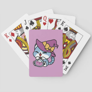 Halloween Tabby Cat – Witch Hat & Potion Art Playing Cards