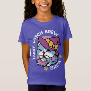 Halloween Tabby Cat – Witch Hat & Potion Art T-Shirt