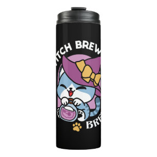 Halloween Tabby Cat – Witch Hat & Potion Art Thermal Tumbler