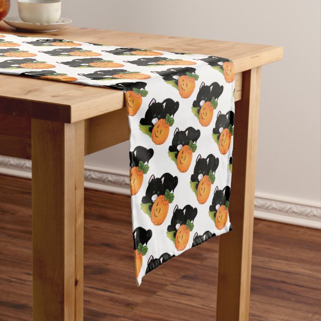 Halloween Table Runner  14" X 72"/Black Cat (In Situ)