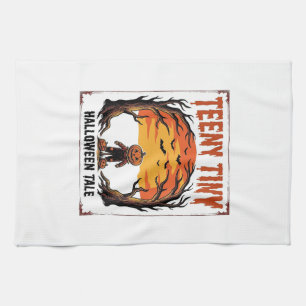 Halloween Tale Teeny Tiny Spooky Vintage Scene_1 Tea Towel