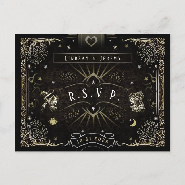 Halloween Tarot Card Matching RSVP PostCard (Front)