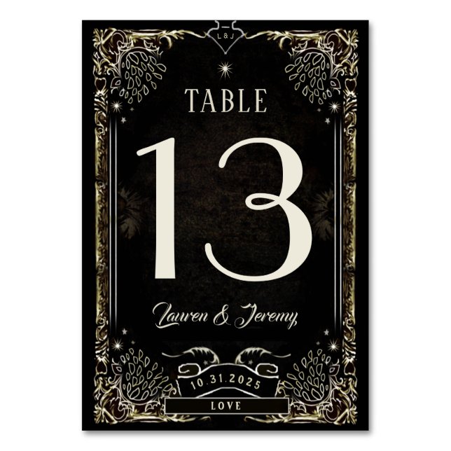 Halloween Tarot Card Matching Table Number Card (Front)