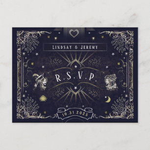 Halloween Tarot Card Navy Blue RSVP PostCard