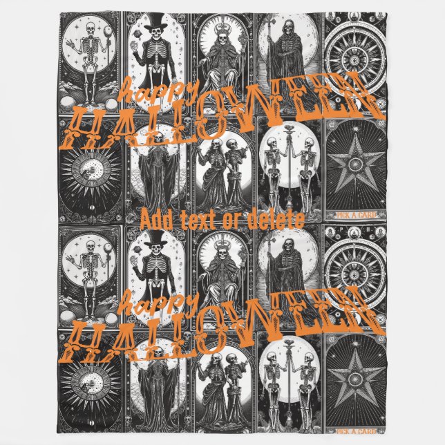 Halloween Tarot Orange Cosplay Spooktacular Party Fleece Blanket (Front)