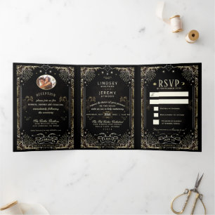 Halloween Tarot Wedding -  Tri-Fold Invitation