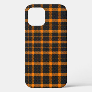 Halloween Tartan plaid. Scottish pattern in orange iPhone 12 Case