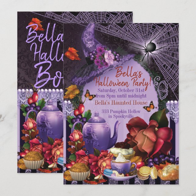 HALLOWEEN TEA PARTY INVITATION (Front/Back)