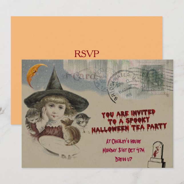 Halloween Tea Party Invitation (Front/Back)