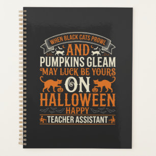 Halloween Teacher Assistant Black Cats and Pumpkin Planner