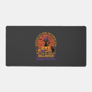 Halloween Teacher Black Cat Pumpkin Luck Desk Mat