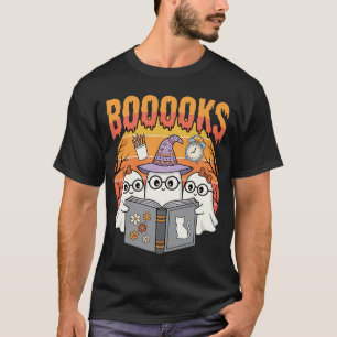 Halloween Teacher BOOOOOKS Ghost Reading T-Shirt