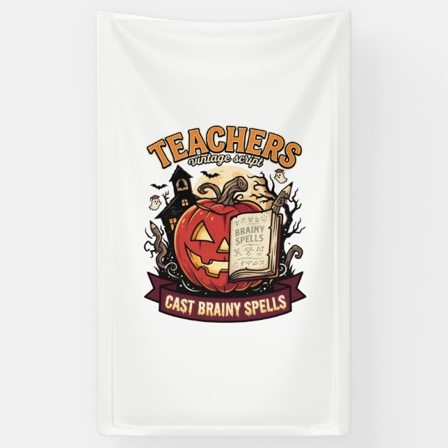 Halloween Teacher Brain Magic Banner (Vertical)