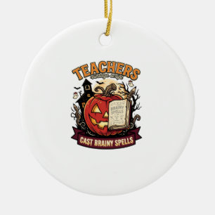 Halloween Teacher Brain Magic Ceramic Tree Decoration