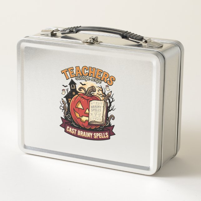 Halloween Teacher Brain Magic Metal Lunch Box (Front)