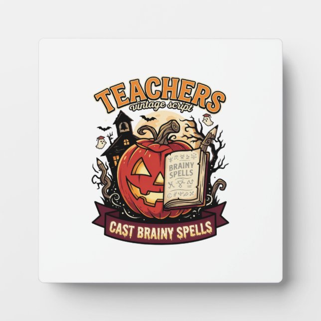 Halloween Teacher Brain Magic Plaque (Front)