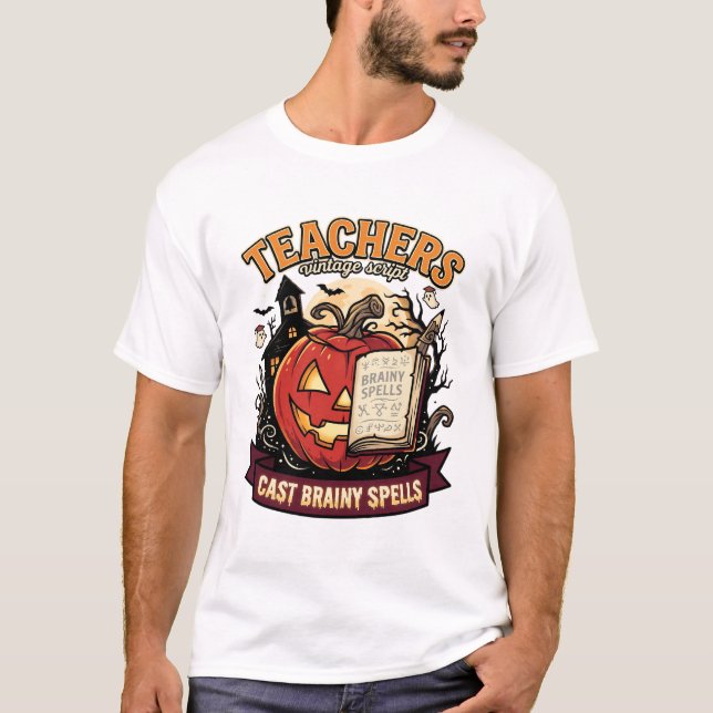 Halloween Teacher Brain Magic T-Shirt (Front)