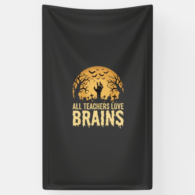 Halloween Teacher Brains Banner (Vertical)