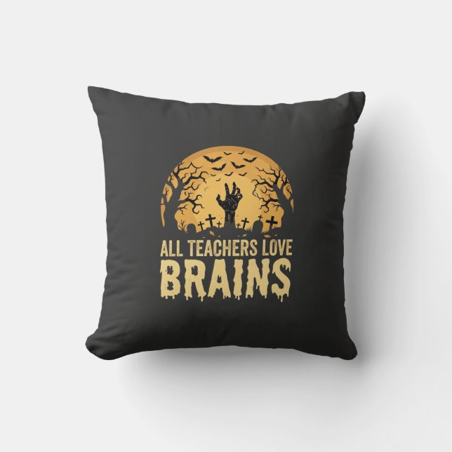 Halloween Teacher Brains Cushion (Front)