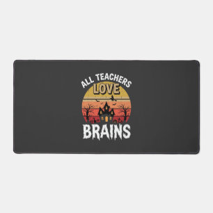 Halloween Teacher Brains Haunted House Desk Mat