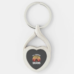 Halloween Teacher Brains Haunted House Key Ring
