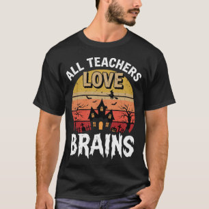 Halloween Teacher Brains Haunted House T-Shirt