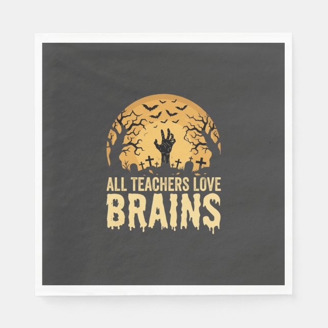 Halloween Teacher Brains Napkin (Front)