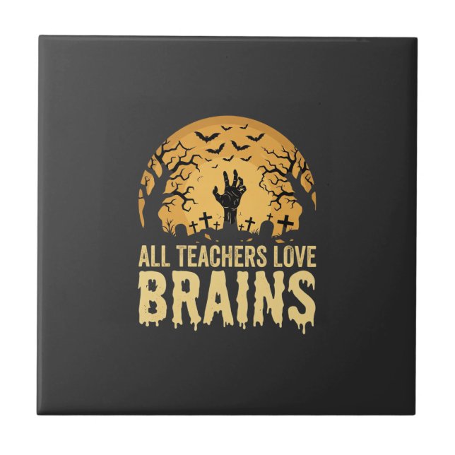 Halloween Teacher Brains Tile (Front)