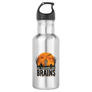 Halloween Teacher Brains Vintage Vector Design_1 532 Ml Water Bottle