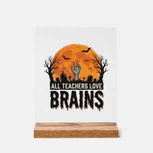 Halloween Teacher Brains Vintage Vector Design_1 Acrylic Sign