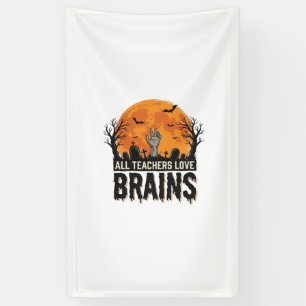 Halloween Teacher Brains Vintage Vector Design_1 Banner
