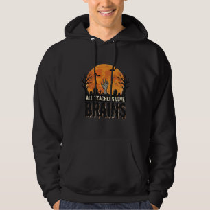 Halloween Teacher Brains Vintage Vector Design_1 Hoodie